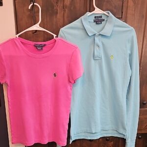 Vintage Polo by Ralph Lauren Womens BOGO Pink and‎ Blue Polo Shirts.